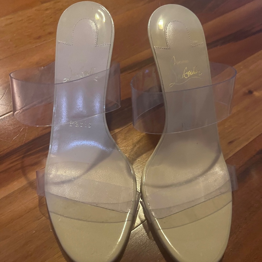 Christian Louboutin Clear and Cream Heels